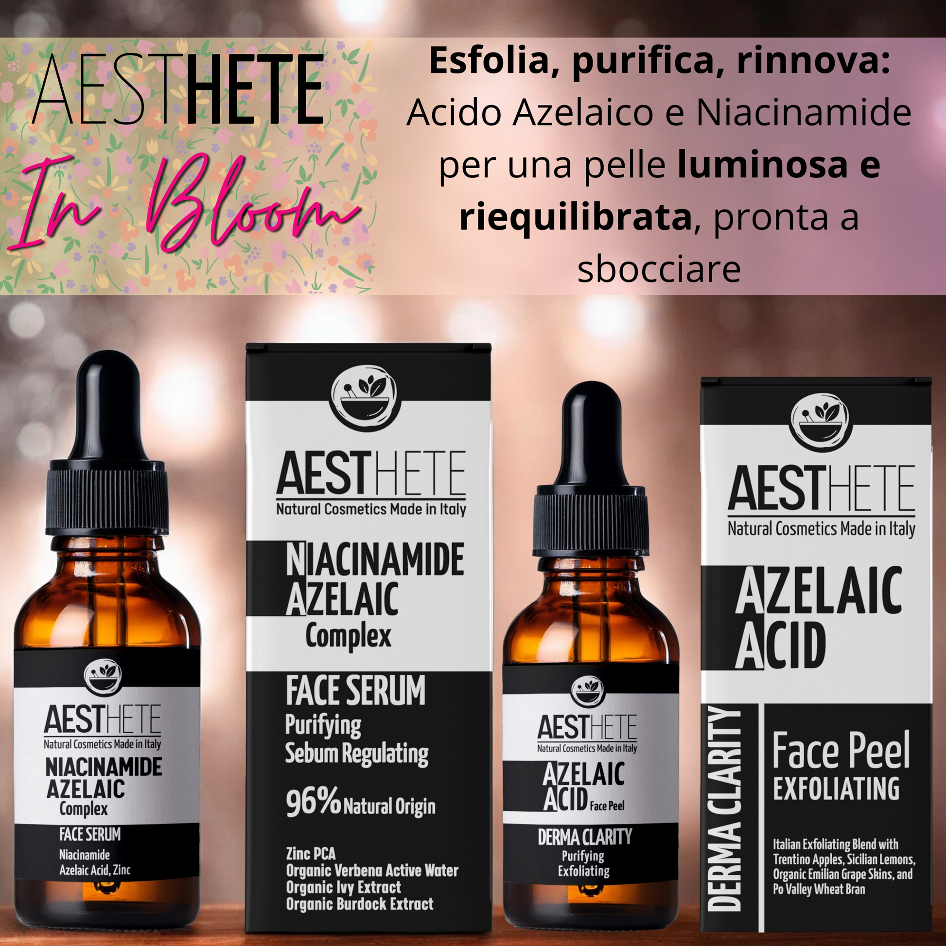 Siero Niacinamide & Acido Azelaico + Peeling Viso Acido Azelaico Aesthete