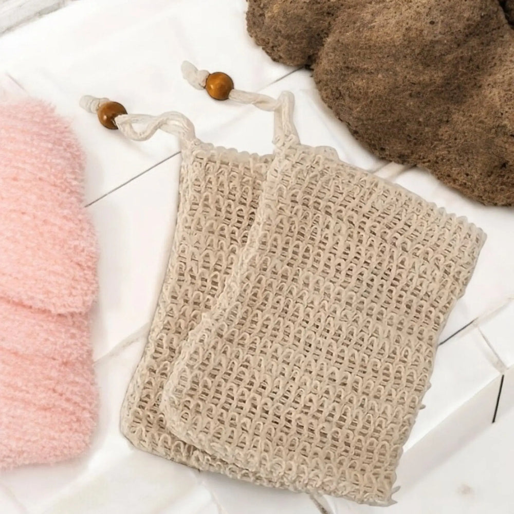 sacchetto per sapone in sisal naturale con coulisse