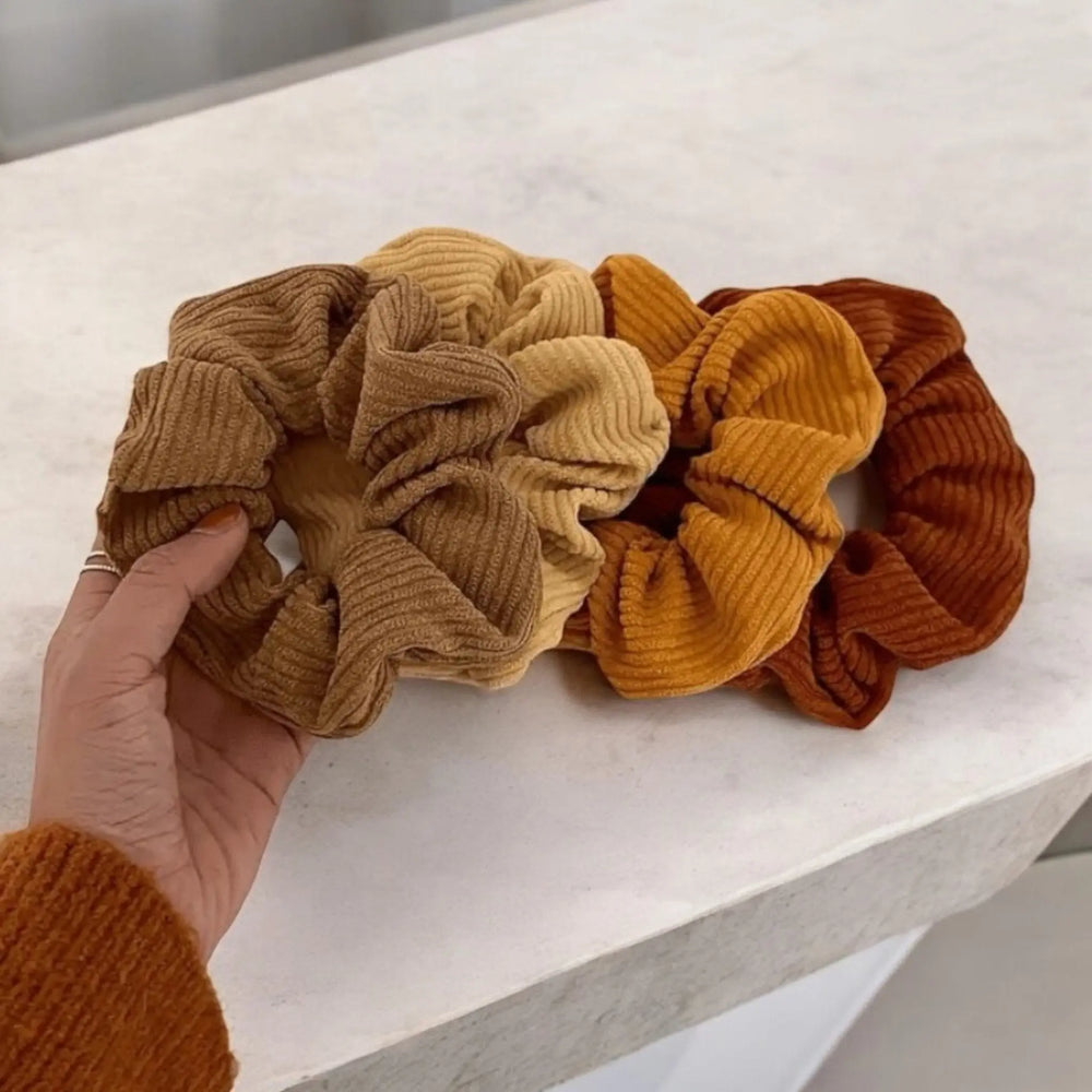 Scrunchies per capelli in corduroy morbido – Accessorio Capelli in Tessuto Morbido