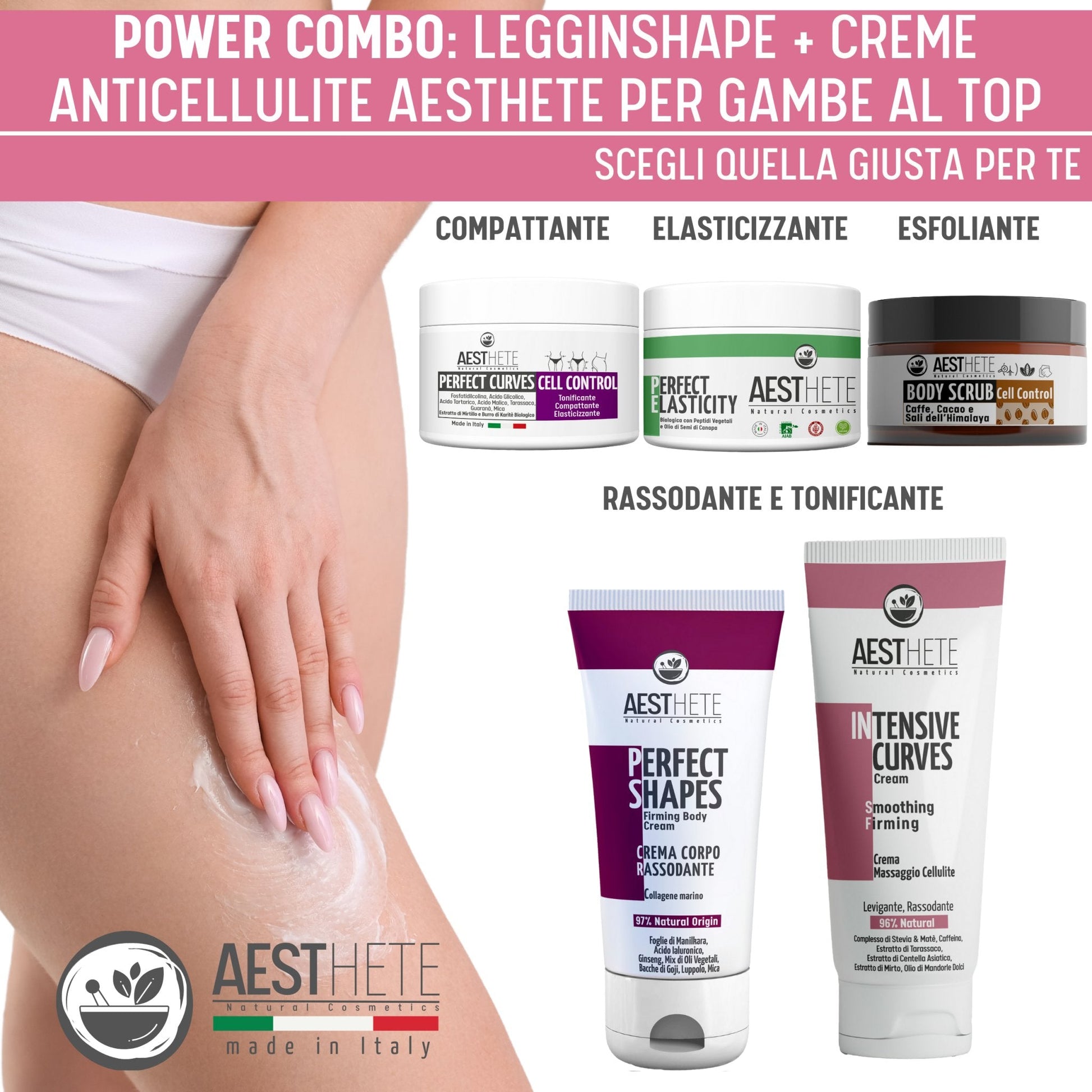 LEGGINSHAPE Set Di 4 Trattamenti Collant Drenanti Anticellulite Aesthete