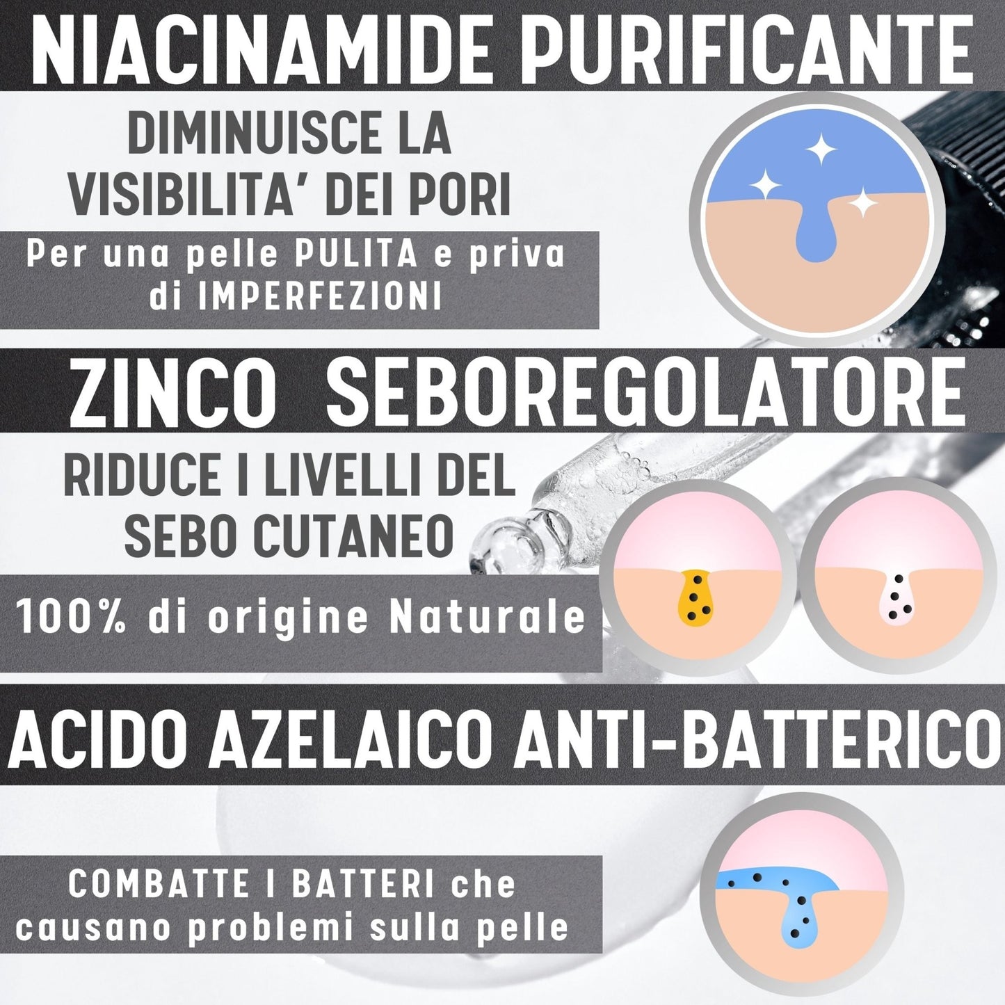 Siero viso Niacinamide + Acido Azelaico Viso + Zinco Aesthete